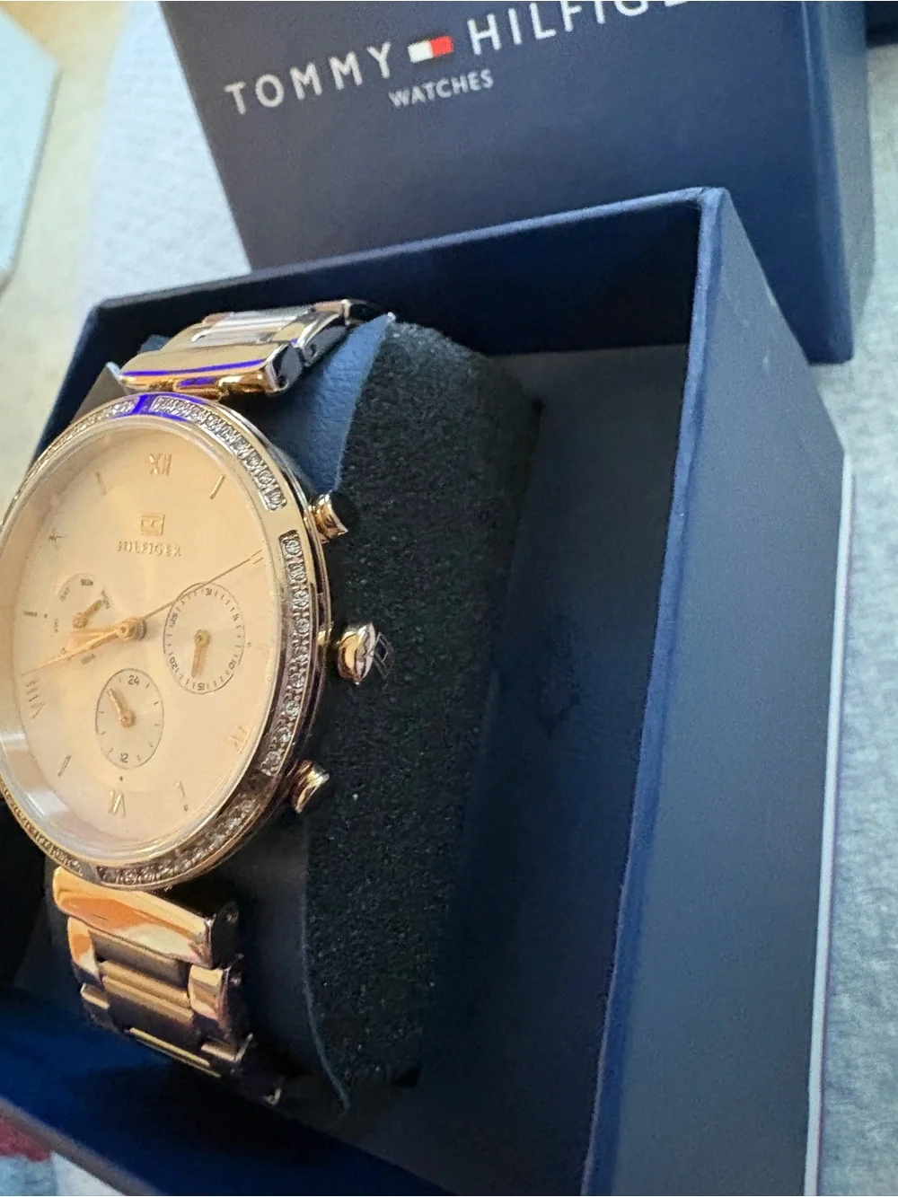 Tommy Hilfiger Rose Gold Crystal Bezel Bracelet Watch